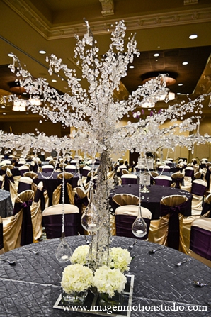 indian wedding reception decor crystals centerpieces