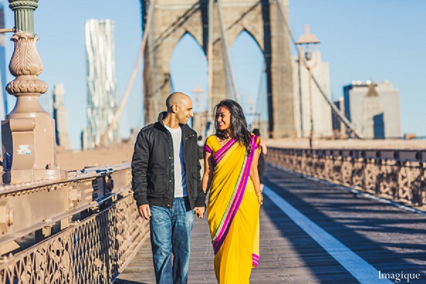 indian wedding engagement portraits bridge