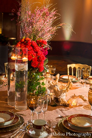 wedding table floral decor indian reception