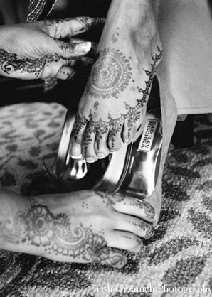 indian wedding bridal shoes dressed for ceremony