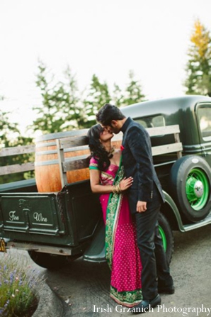 indian wedding portrait bride groom colorful