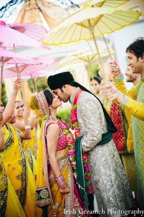 indian wedding portrait bride groom just married