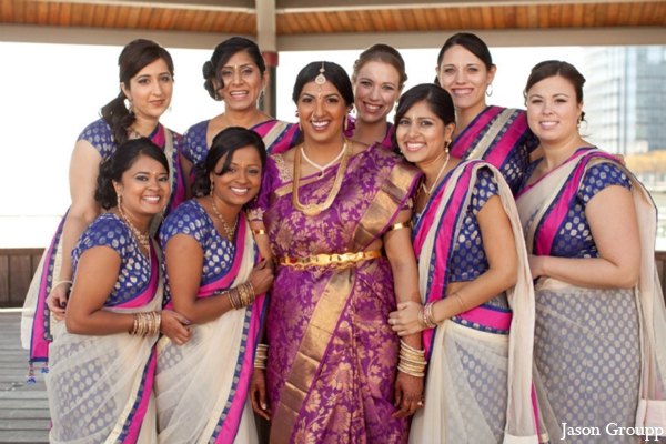 indian wedding bridal party lengha saris