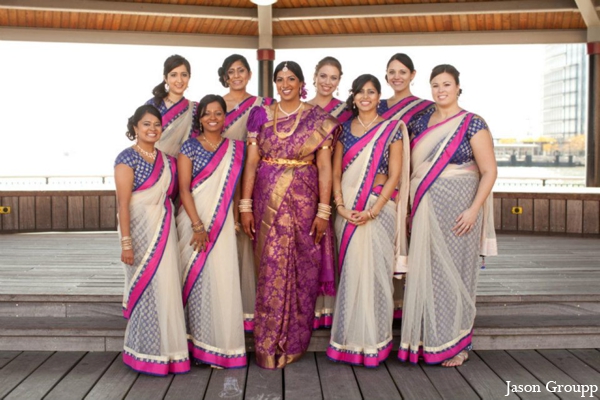 indian wedding bridal party portraits lenghas