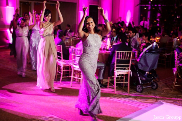 indian wedding lighting reception dancing