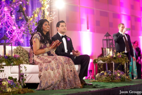 indian wedding reception bride groom decor