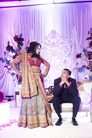 indian wedding reception bride groom portrait