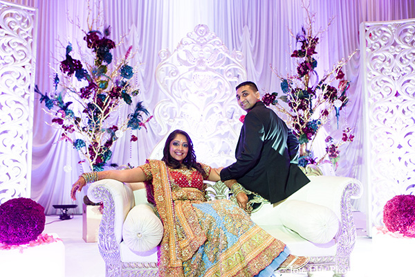 indian wedding reception decor bride groom