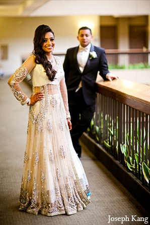 indian wedding reception bride groom portraits white lengha