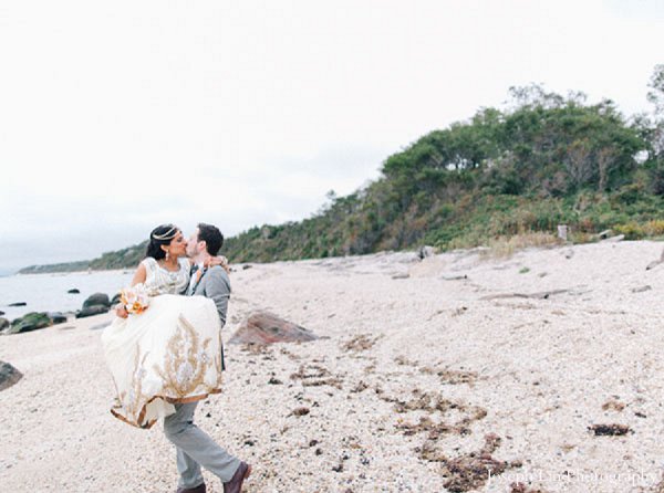 indian wedding groom bride beach