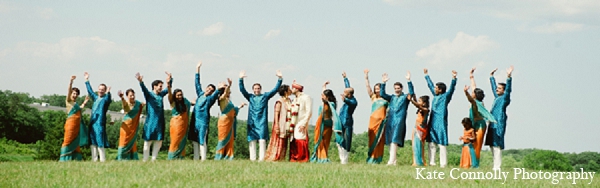 indian wedding portraits bride groom bridal party outdoors