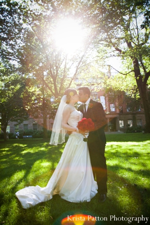 indian wedding bride groom portraits white gown fusion