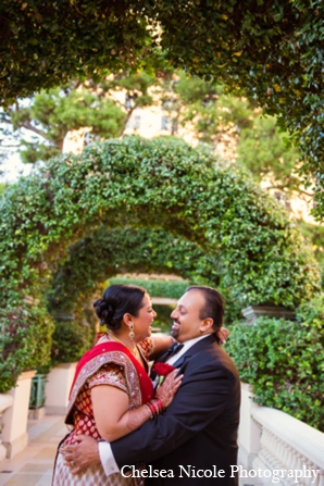 indian wedding bride groom portrait outdoor