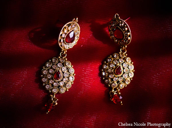 indian wedding bride jewelry gold red earrings