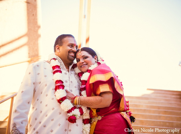 indian wedding portrait red gold white