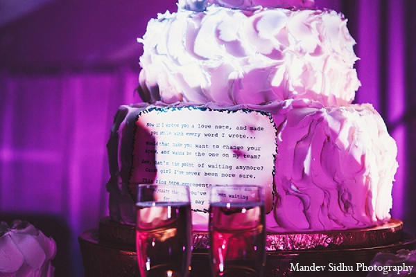 indian wedding reception cake lighting purple