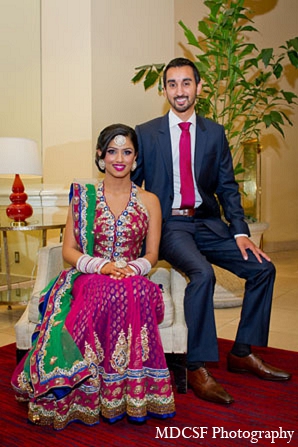 indian wedding bride portraits groom colorful lengha