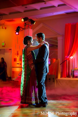 indian wedding reception first dance bride groom