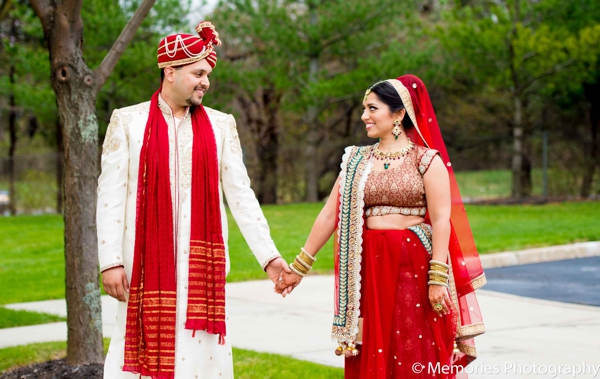 indian wedding portrait bride groom lengha sherwani