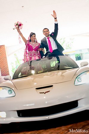 indian wedding bride groom car