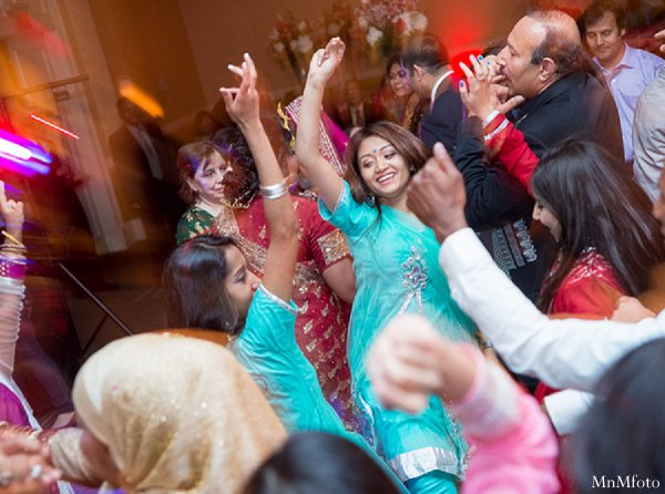 indian wedding dancing reception guests