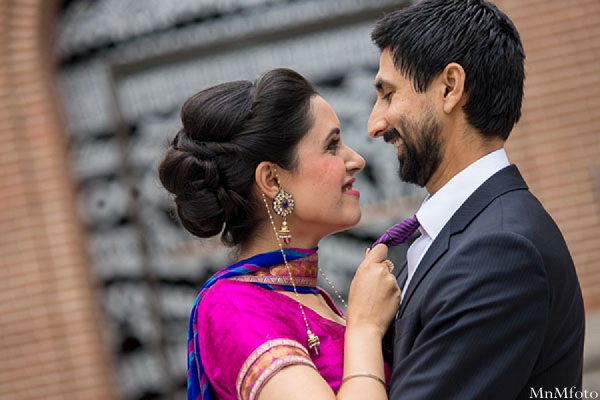 indian wedding bride and groom closeup smiling portraits