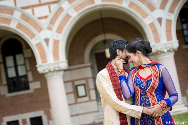 indian wedding bride andg room intimate portrait outside