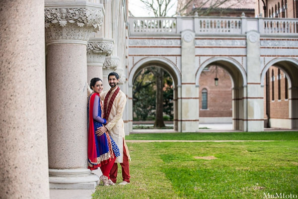 indian wedding groom and bride outside portraits