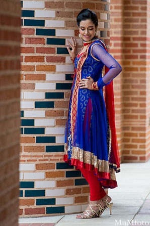 indian wedding solo portrait blue lenga