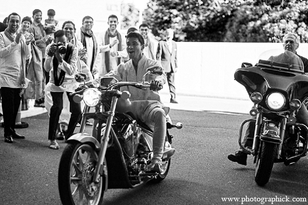 indian wedding groom baraat motorcycle transportation