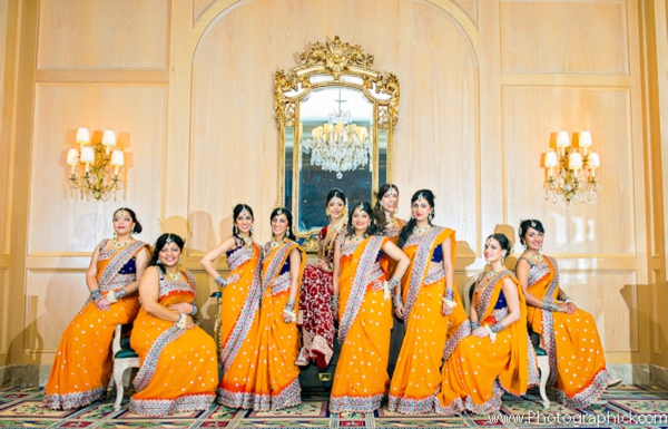 indian-wedding-portrait-bride-bridal-party-lenghas