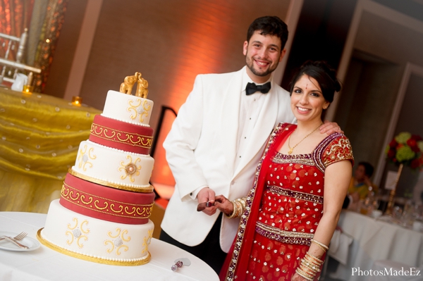 indian wedding reception bride groom cake