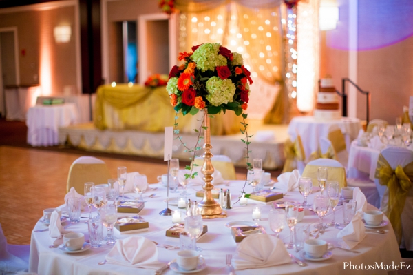 indian wedding reception table decor floral