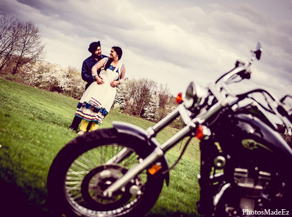 indian wedding engagement photos motorcycle