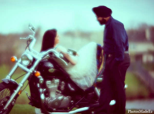 indian wedding engagement portraits motorcycle