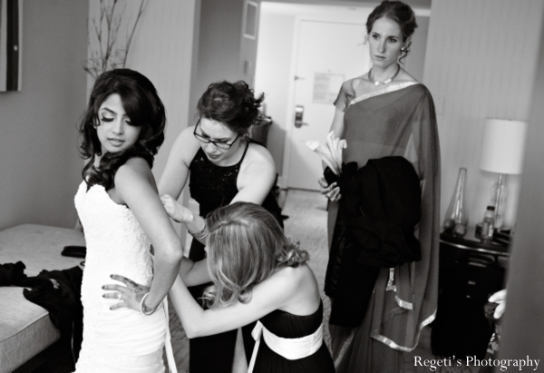 indian wedding getting ready reception black white