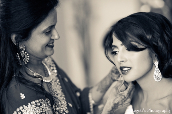 indian wedding getting ready reception bride black white