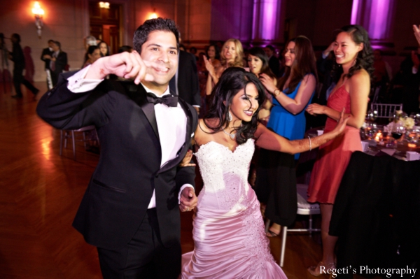 indian wedding reception bride groom dancing guests