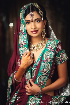 indian wedding bridal portrait colorful