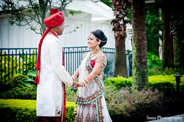 indian wedding bride groom first look