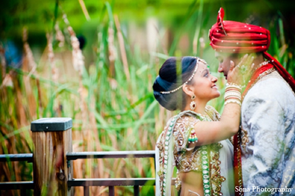 indian wedding first look bride groom