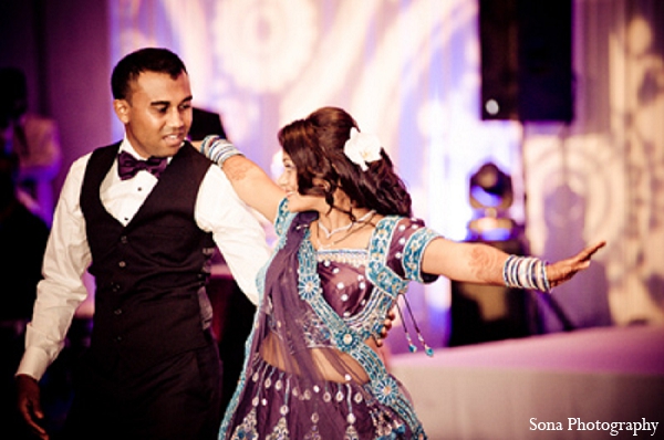 indian wedding reception bride groom dance