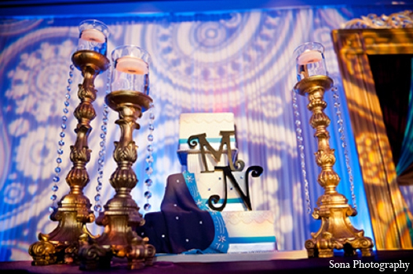 indian wedding reception cake lighting decor