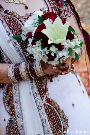 indian wedding bridal lengha bouquet