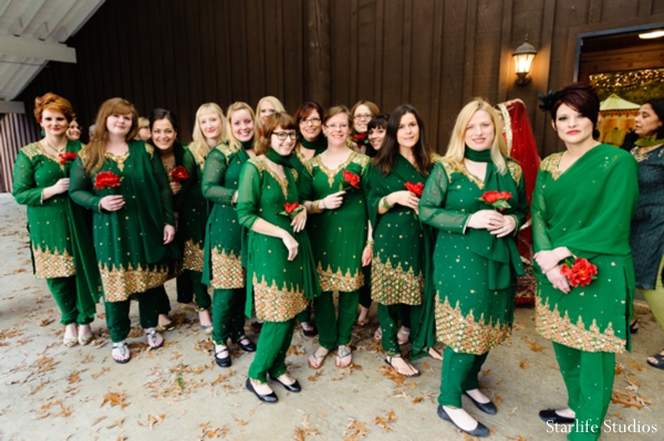 indian wedding bridal party green outfits