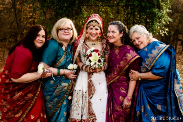 indian wedding bride family portrait lengha sari