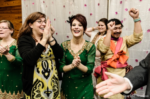 indian wedding bridesmaids green saris