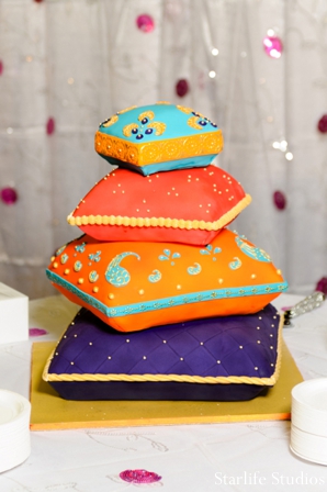 indian wedding reception cake colorful