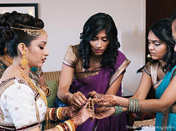 indian wedding bride getting ready