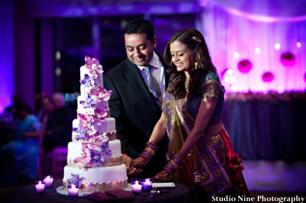 indian-wedding-reception-cake-cutting-bride-groom